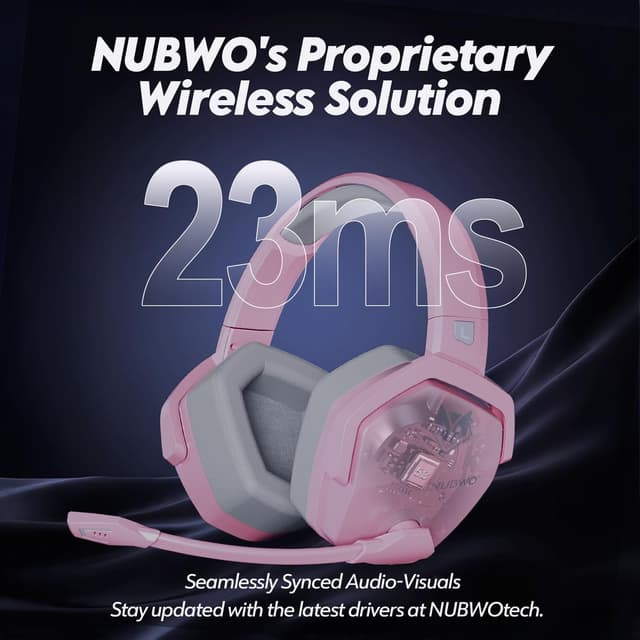 Detalle de NUBWO G06 cuffie gaming wireless 2,4 GHz rosa