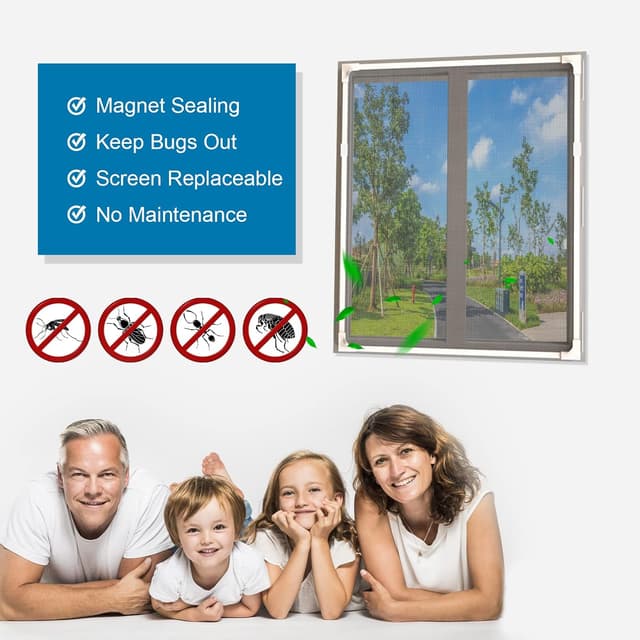 Thumbnail 6 de NeatiEase Moustiquaire magnétique DIY pour fenêtre, ajustable jusqu’à 100 x 130 cm, sans perçage (cadre blanc, toile grise)