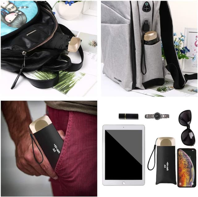 Detalle de Vicloon Ombrello portatile pieghevole anti-tempesta con UPF>50+ da borsa (200 g)