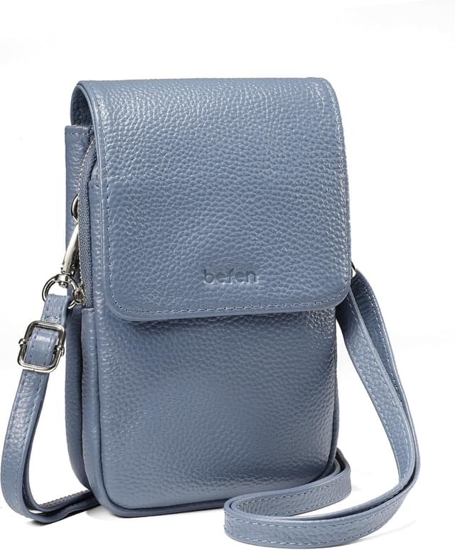 Detalle de befen Genuine Leather Crossbody Bag for Women – small phone bag with RFID blocking and adjustable strap