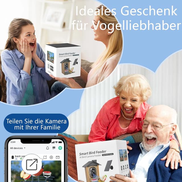 Thumbnail 6 de Vogelfutterhaus mit Kamera 2K HD, Nachtsicht & KI-Erkennung (Solar, AJCloud App)