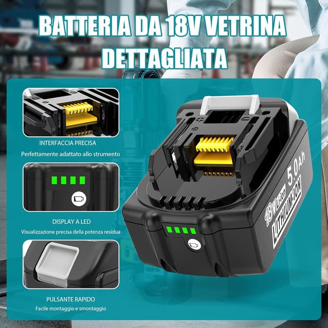 Thumbnail 6 de MoeuGreenBattX Batteria 5Ah per Makita 18V 🛠