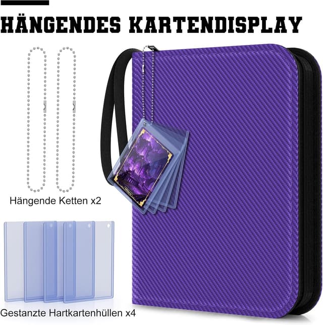 Detalle de Mlikero Sammelalbum Sammelkarten für 720 Karten (9 Taschen) – lila Sammelmappe für MTG & Fußballkarten