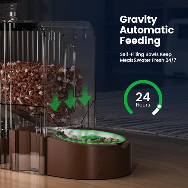 Detalle de Gardner Pet 2 in 1 Gravity Cat Feeder and Water Dispenser (3L + Stainless Steel Bowls) – No Electricity Required