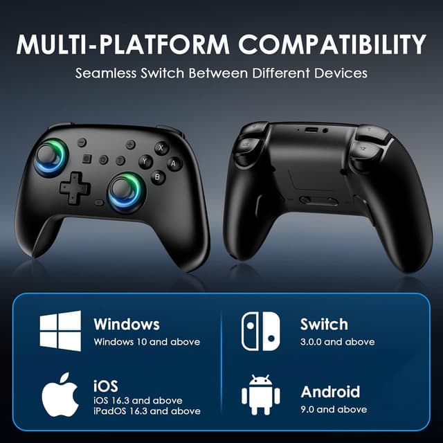 Thumbnail 6 de JORREP Switch Controllers 2 Pack (RGB) for Nintendo Switch/Switch 2/Lite/OLED — Wireless Pro Controller with Turbo, Screenshot & 6-Axis Gyro