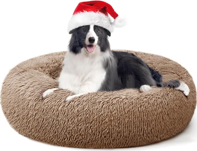 Detalle de YOJOGEE Donut Calming Dog Bed for Medium & Large Dogs (and Cats) – Washable Plush, Non-slip