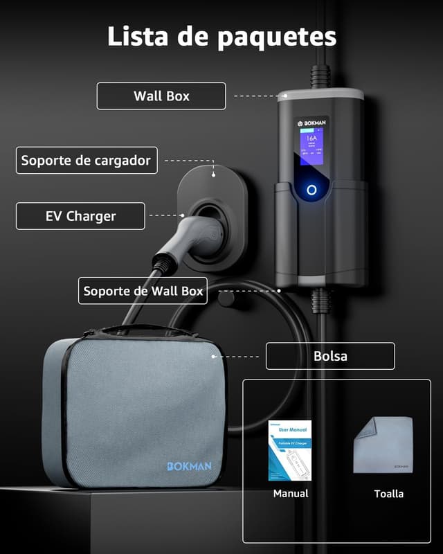 Thumbnail 4 de bokman Cargador Coche Eléctrico 3,68 kW Monofásico 5 m IP65