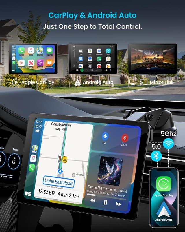 Thumbnail 1 de 11" Wireless CarPlay Screen with 4K Dash Cam ⚙