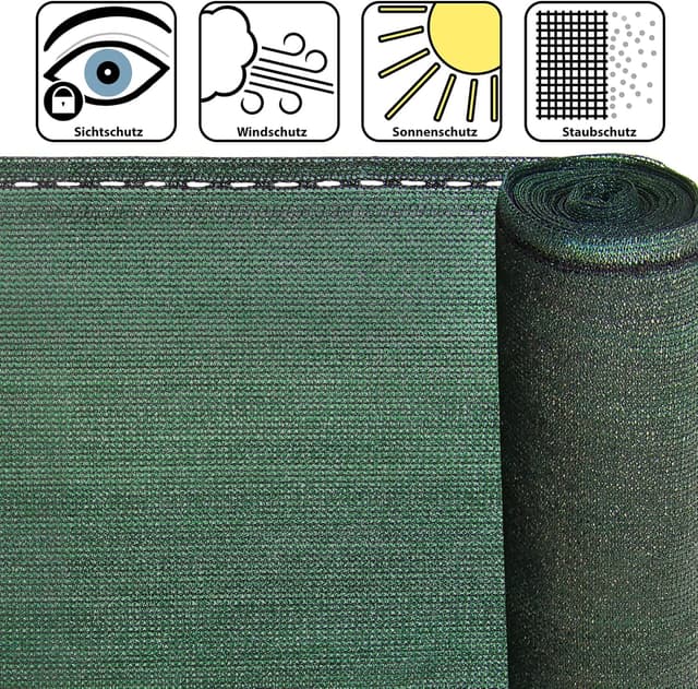 Detalle de BB Sport Sichtschutz-Zaunblende 1,5 m x 15 m Green (150 g/m²) inkl. Nylonkordel, UV-resistent