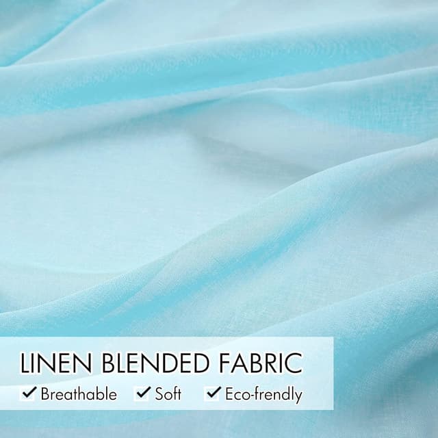 Detalle 2 de MIULEE – Lot de 2 panneaux voilages à œillets effet lin 140x280 cm bleu ciel