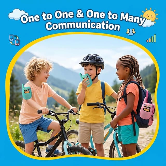 Detalle de QNIGLO Walkie Talkies for Kids (Ages 3–12) with 3-Mile Range, 22 Channels & Rechargeable Battery