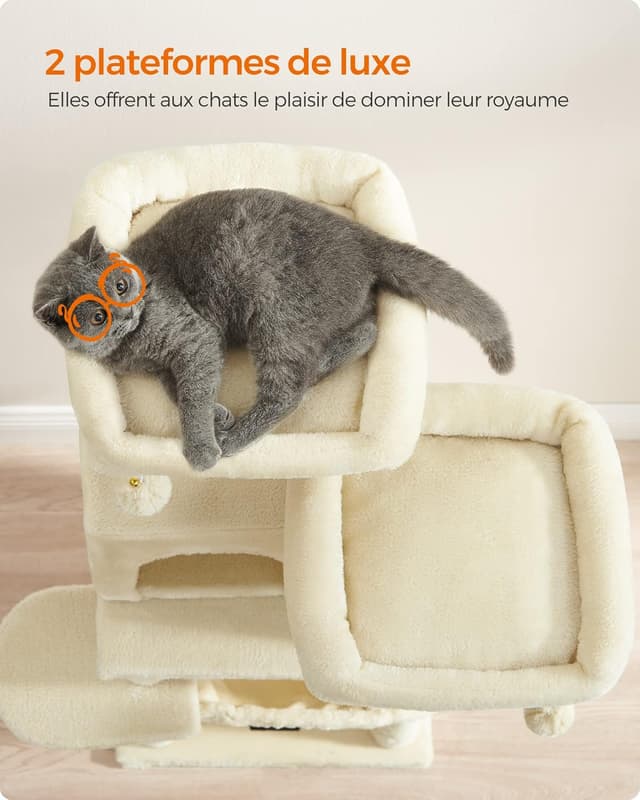 Detalle 2 de Feandrea Arbre à chat PCT215M01 (112 cm) avec 11 poteaux à griffer, hamac et 2 plateformes