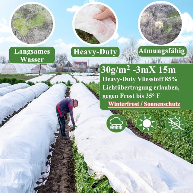 Detalle de Gartenvlies Frostschutz Folientunnel Kit 3x15m