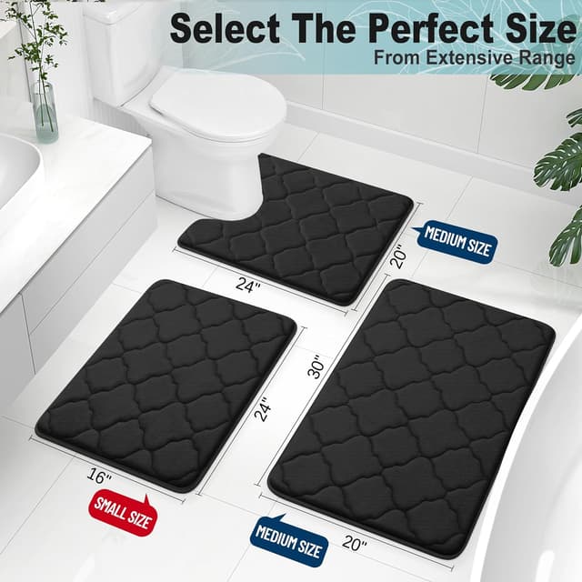 Detalle 2 de OLANLY Memory Foam Bath Mat Rug 24x16, Absorbent Bath Mat