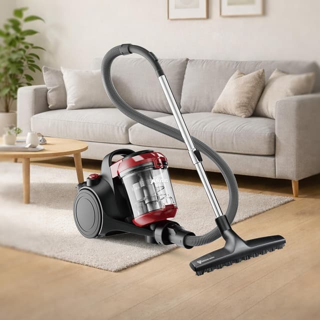 Detalle de Akitas C10P 900W beutelloser Staubsauger mit HEPA & Wessel Werk D320 Hartbodenbürste (32 cm) – für Parkett, Laminat & Fliesen