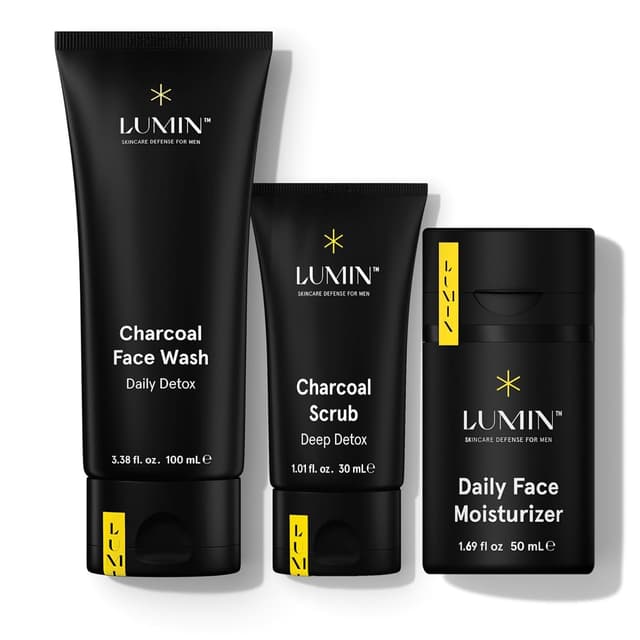 Detalle de Lumin Smooth Operator Detox Men’s Skincare Kit (Charcoal Face Wash + Scrub + Moisturizer)