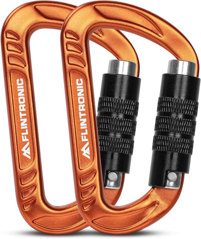 Detalle de Flintronic Mousqueton à verrouillage en alliage d’aluminium (forme D) pour hamac, camping, randonnée, ski et vélo