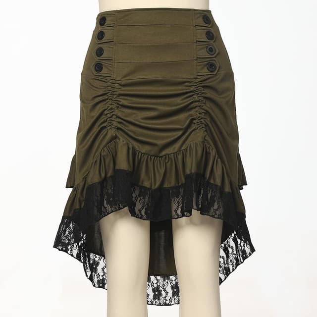 Detalle de Viktorianischer Steampunk-Rock für Damen im Gothic-Vintage-Stil (Übergröße) – mit verstellbarer Kordelzug-Länge