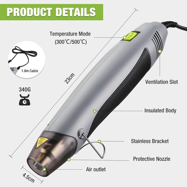 Detalle 2 de WORKPRO Décapeur Thermique 200W ⚡