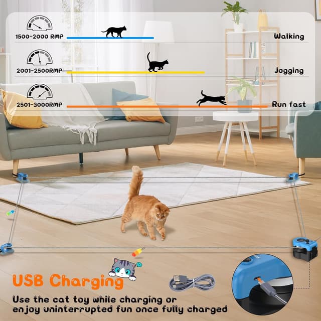 Detalle 2 de ITSHINY Elektrisches Katzenspielzeug mit anpassbaren Laufwegen (Auto- & manueller Modus, USB-wiederaufladbar)