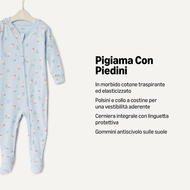 Detalle de Amazon Essentials x Sofia Grainge Pigiami con Piedi Attillati in Cotone Unisex per Bimbi