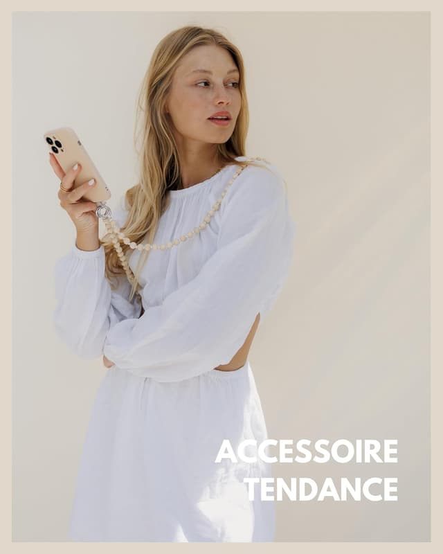 Detalle 2 de Chaîne pour téléphone portable avec perles courte – dragonne universelle (patch, 24 cm)