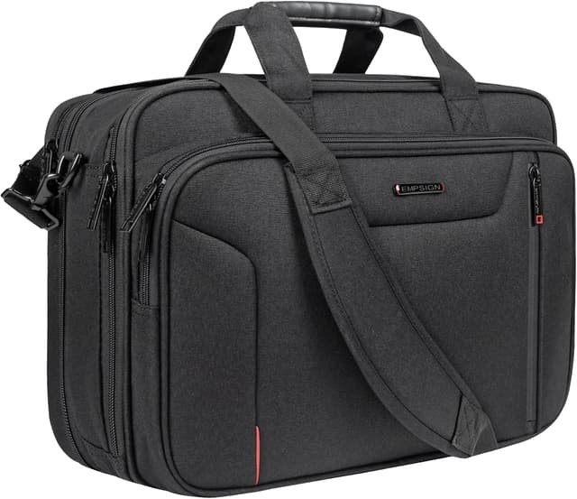 Detalle de EMPSIGN 17.3-inch Laptop Bag Briefcase for Men (Black) – Water-Repellent Work Messenger Case
