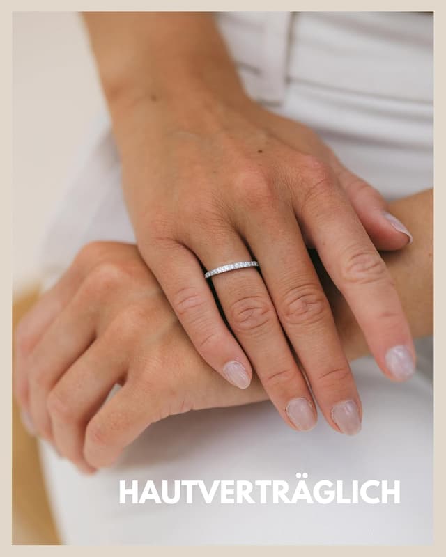 Detalle de GD GOOD.designs anello di zirconia da donna impermeabile, in acciaio con rivestimento oro/argento e taglie EU 52-58