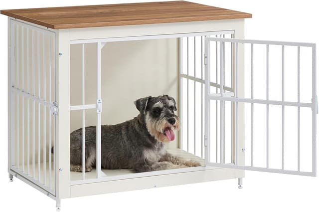 Detalle de Feandrea Hundekäfig-Möbel & Hundebox indoor PFC022KB01, 2 Türen, geschlossenem Boden, für Hunde bis 20 kg