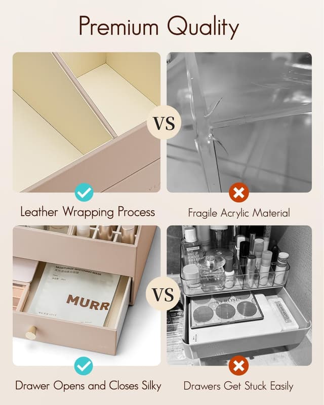 Thumbnail 6 de VLANDO Make-up Organizer mit 4 Schubladen – Kosmetik-, Skincare- und Parfüm-Aufbewahrung für Bad & Dresser