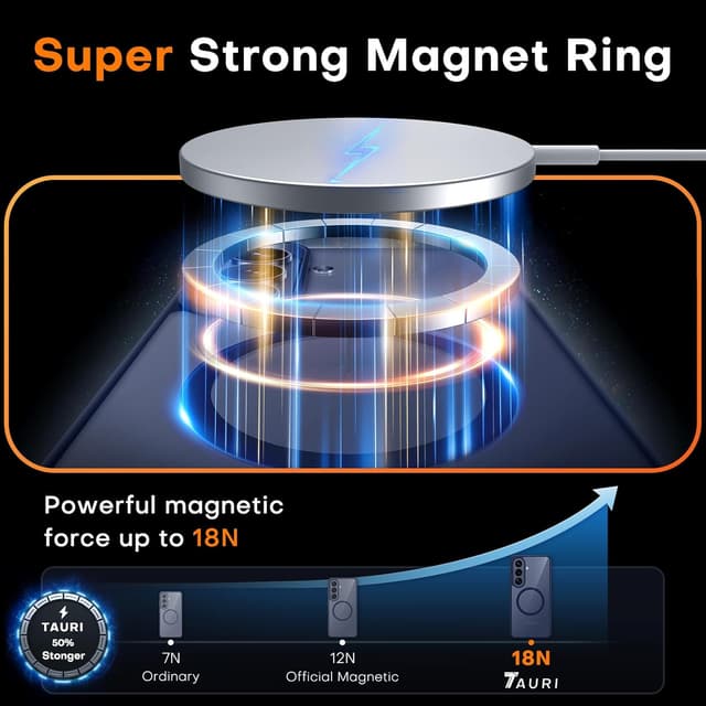 Detalle 2 de TAURI Magnetic case for Samsung Galaxy S26 with MagSafe support and 9H tempered glass, Blue