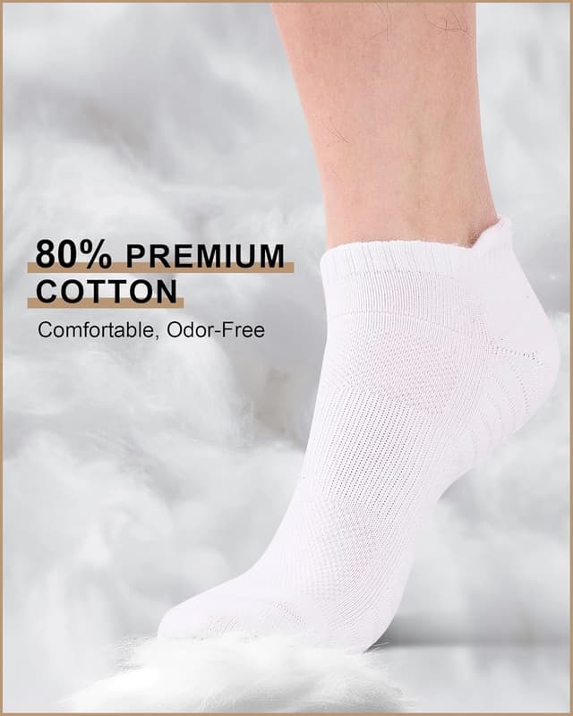 Detalle 2 de Niorasen Men’s Running Socks (6 Pairs) – Cushioned Low Cut Trainer Socks, Breathable Cotton