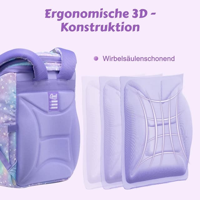 Detalle 2 de GMT for Kids Schulranzen Set 6-teilig (22 l) – ergonomische, ultraleichte Schultasche für 1.–4. Klasse