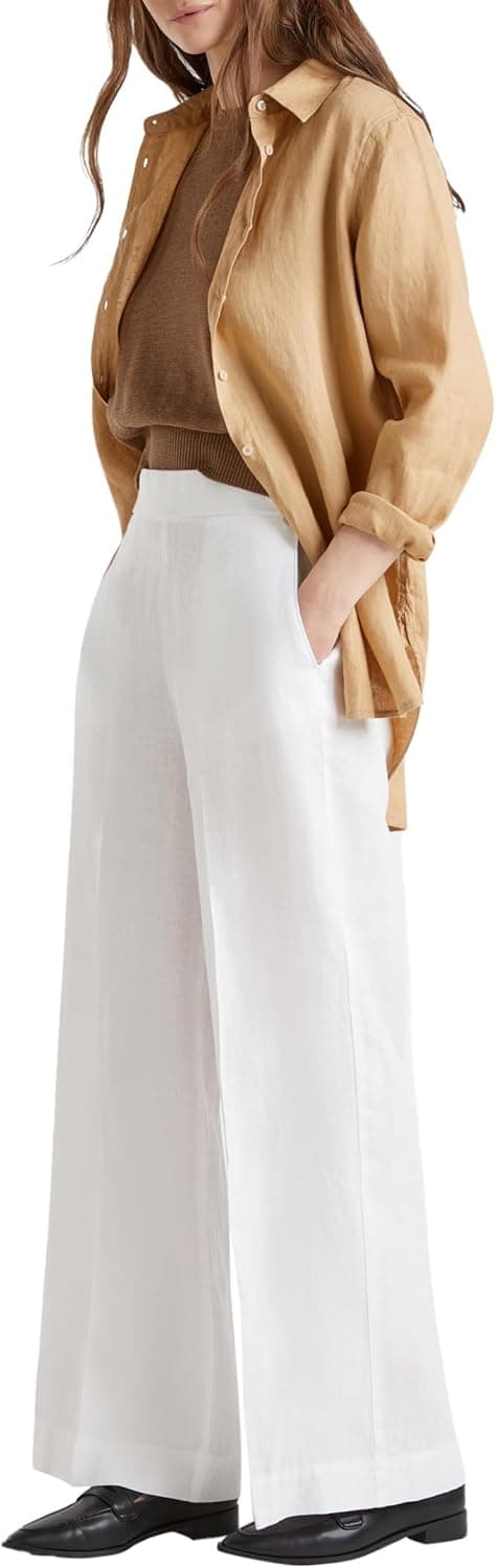 Detalle de Pantalone a palazzo in lino United Colors of Benetton 4aghdf08k da donna