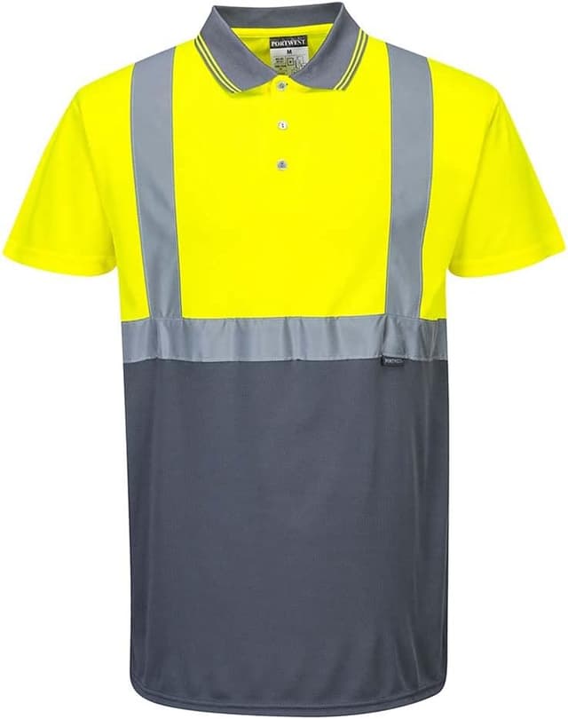 Detalle de Portwest S479YNRL Polo a maniche corte alta visibilità Giallo/Navy, taglia L