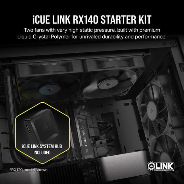 Thumbnail 3 de Corsair RX140 Starter Kit 2 Ventiladores PWM Negros 🌀