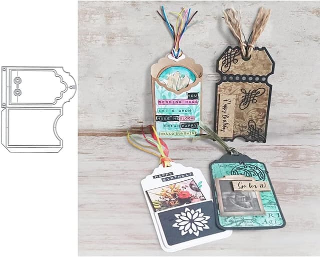 Detalle de Label Tag metal die cuts for DIY scrapbooking and card making