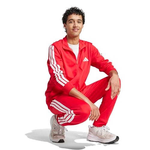 Detalle 2 de adidas Hombre Sportswear Basic 3 Stripes Tricot Tracksuit (pure ruby/white) talla M