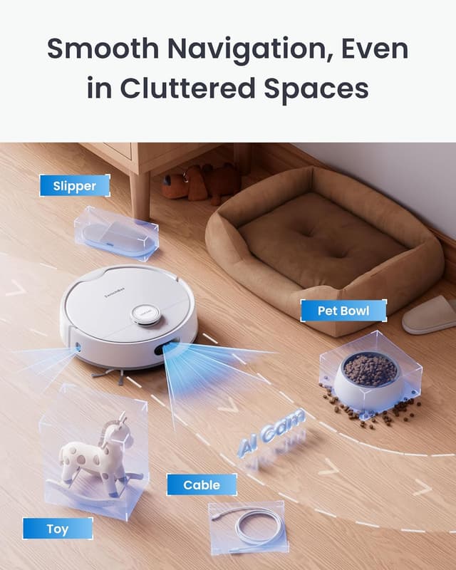 Detalle 2 de SwitchBot S20 Robot Vacuum Cleaner with Mop: 10,000Pa suction, AI obstacle avoidance and auto mop washing