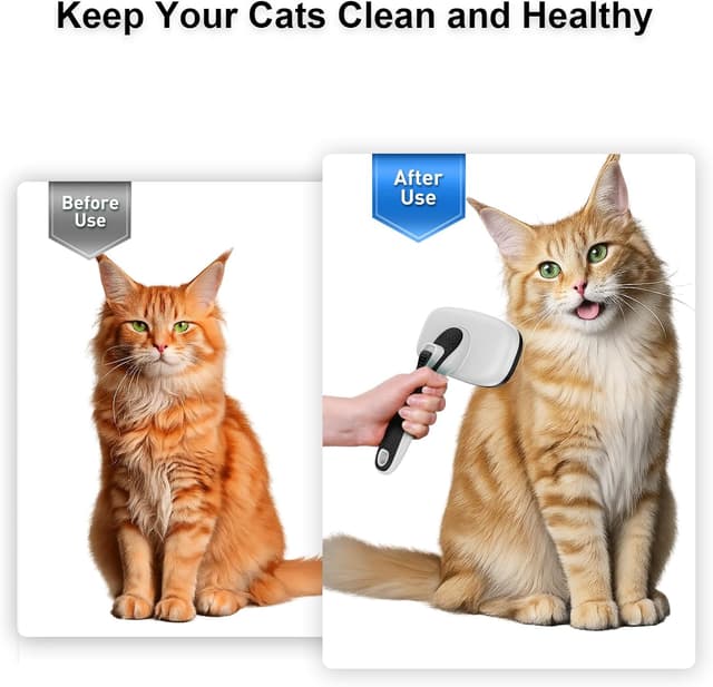 Detalle de WOPQAEM Self-Cleaning Slicker Cat Brush for short or long-haired cats (grey)