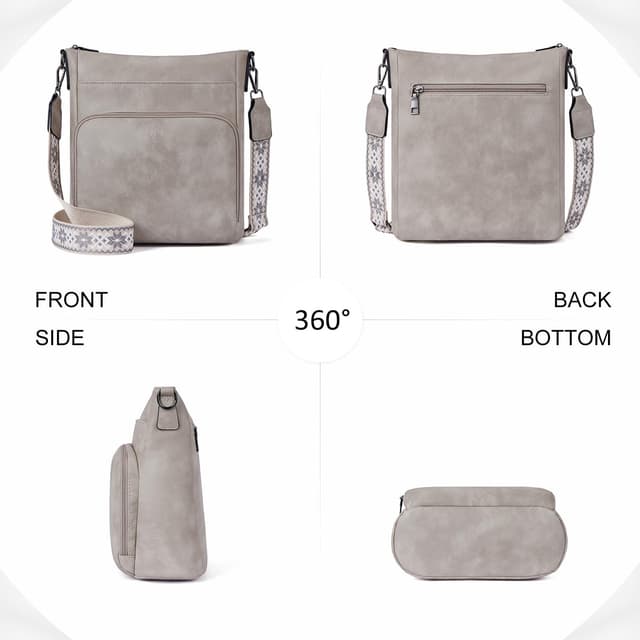 Detalle 2 de Roulens crossbody bag for women with front zip wallet pocket and adjustable guitar-strap (vegan leather)