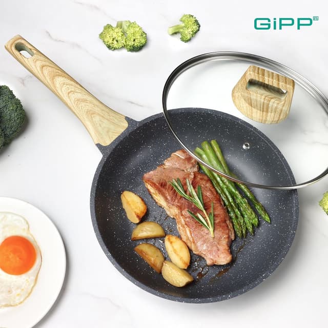 Thumbnail 6 de GiPP Grey Granite Nonstick Skillet Frying Pan (20cm+ with Lid) for omelettes and everyday cooking