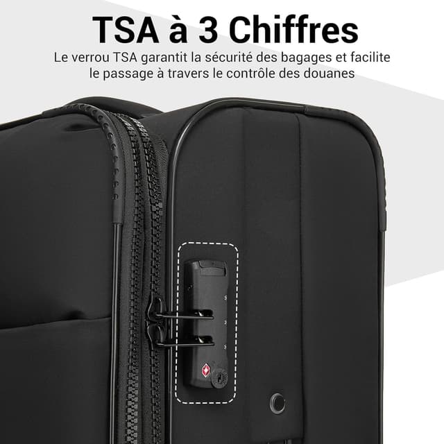 Thumbnail 6 de Miss Lulu Valise grande taille 30 pouces 85 cm extensible (112 L) souple avec serrure TSA et roues 360°