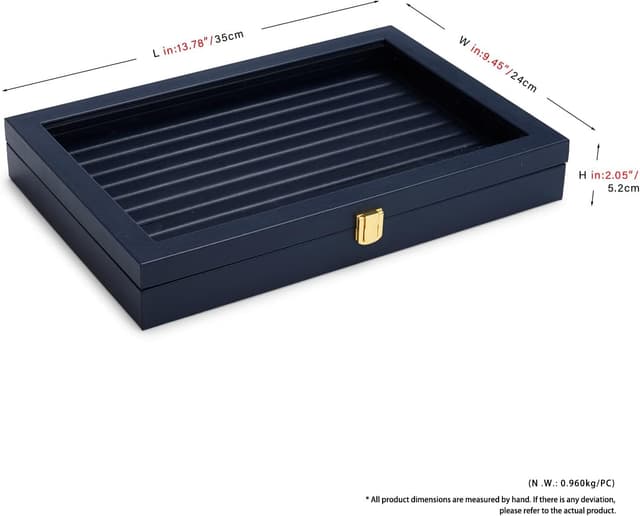 Thumbnail 1 de Papten Bandeja apilable para joyas con tapa de piel azul💍