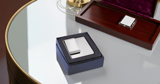 Detalle de SILBERKANNE elegante Doppel-Geldscheinklammer (5 x 5,5 x 1 cm) aus Edelstahl, versilbert – mit Geschenkverpackung