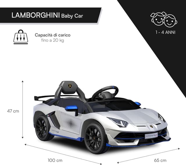 Thumbnail 2 de Baroni Toys Lamborghini Baby Car Elettrica 6V bianca