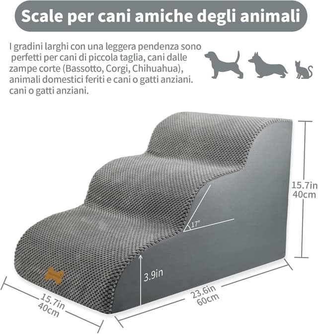 Detalle 2 de Nepfaivy Scala per cani piccoli 3 gradini 60x40x40cm