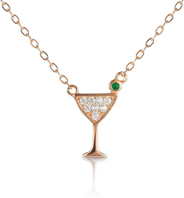 Thumbnail 6 de Diamond Treats collier pendentif femme en verre de cocktail en argent 925 (rhodium) à pierres zirconia