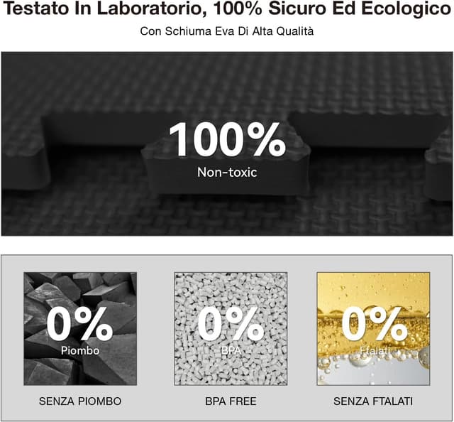 Detalle de AIRHOP set da 18 tappetini palestra in EVA 30x30 cm a incastro per home gym, yoga e fitness