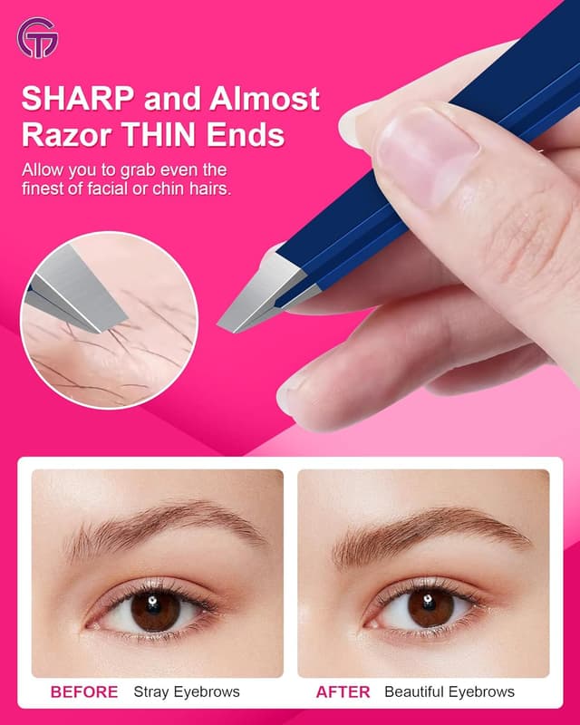 Detalle 2 de GlamTweeler Expert Slant Tip Tweezers with Case 🪮